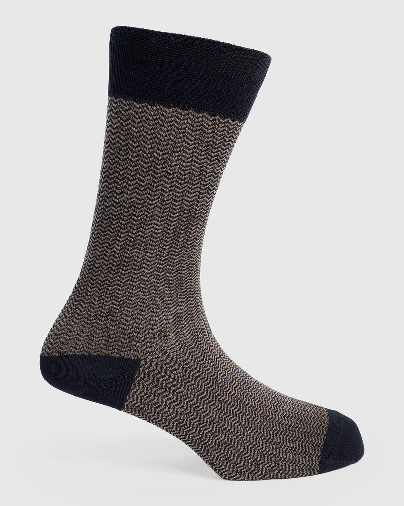 Cotton Tobacco Brown Printed Socks - Tusken