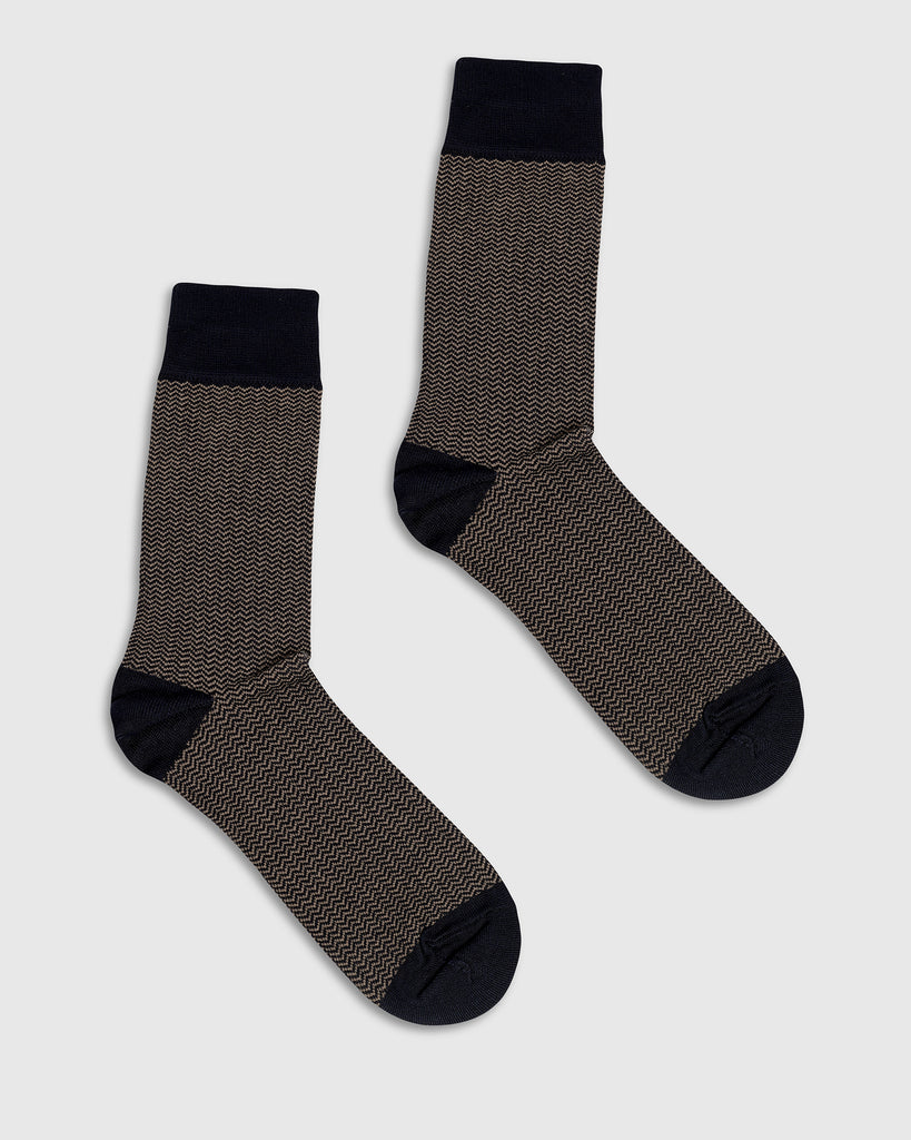 Cotton Tobacco Brown Printed Socks - Tusken