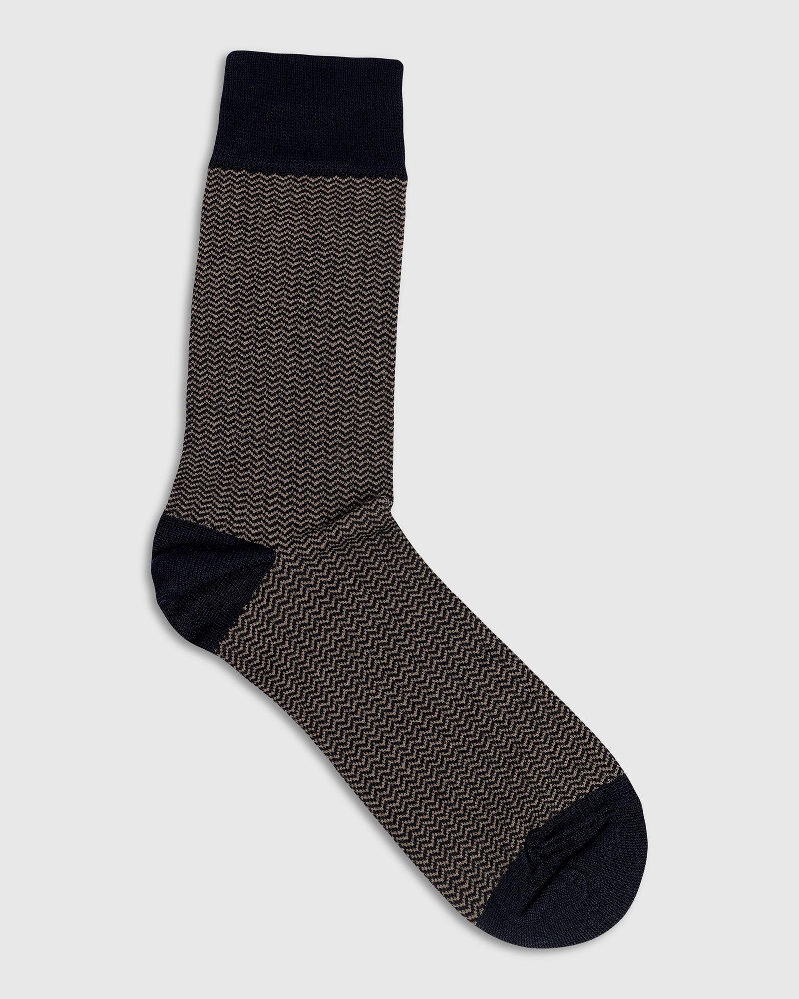 Cotton Tobacco Brown Printed Socks - Tusken