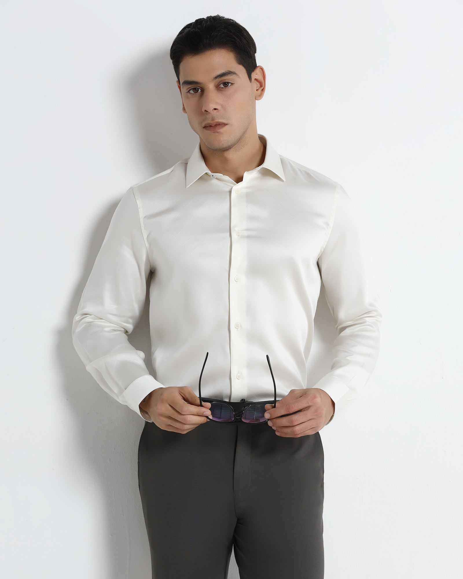 Cream Jacquard Shirt - Mario