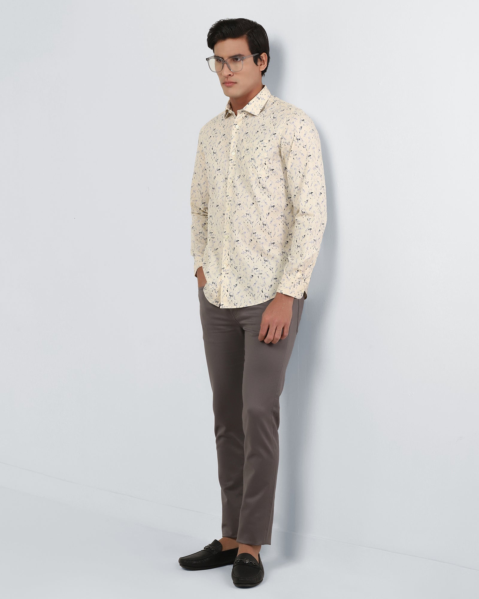 Cream Printed Shirt - Kiva