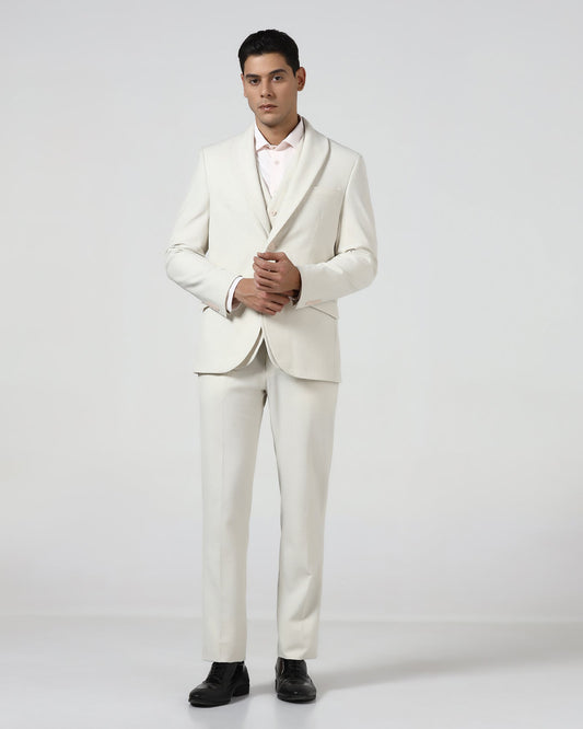 Cream Three Piece Solid Suit - Embro