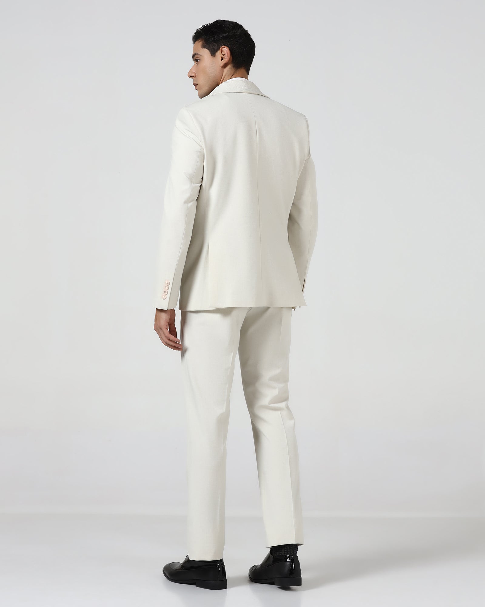 Cream Three Piece Solid Suit - Embro