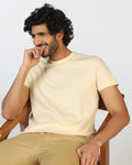 Cream Crew Neck Textured T-Shirt - Hexa