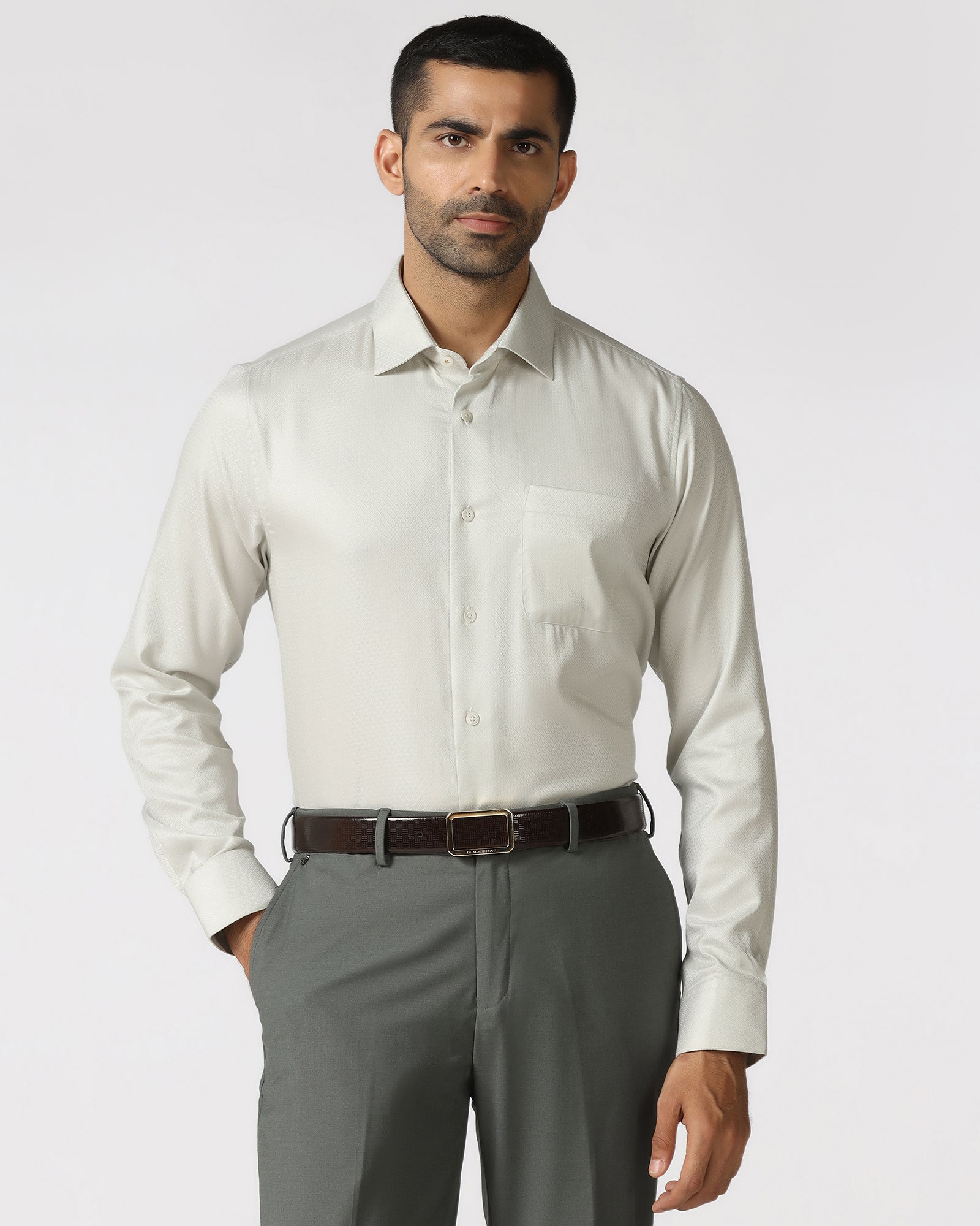 Cream Luxe Jacquard Shirt - Mirror