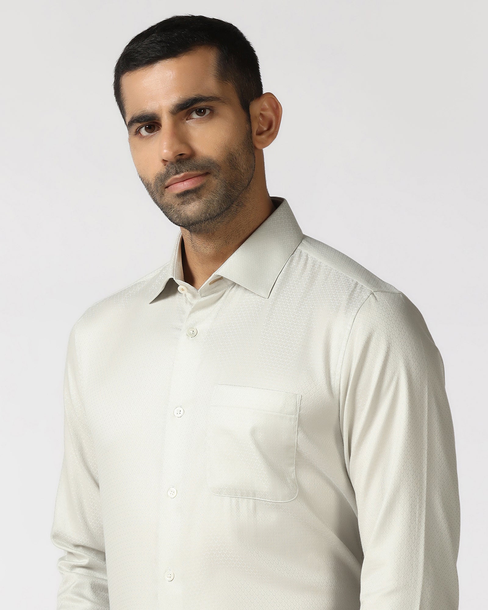 Cream Luxe Jacquard Shirt - Mirror