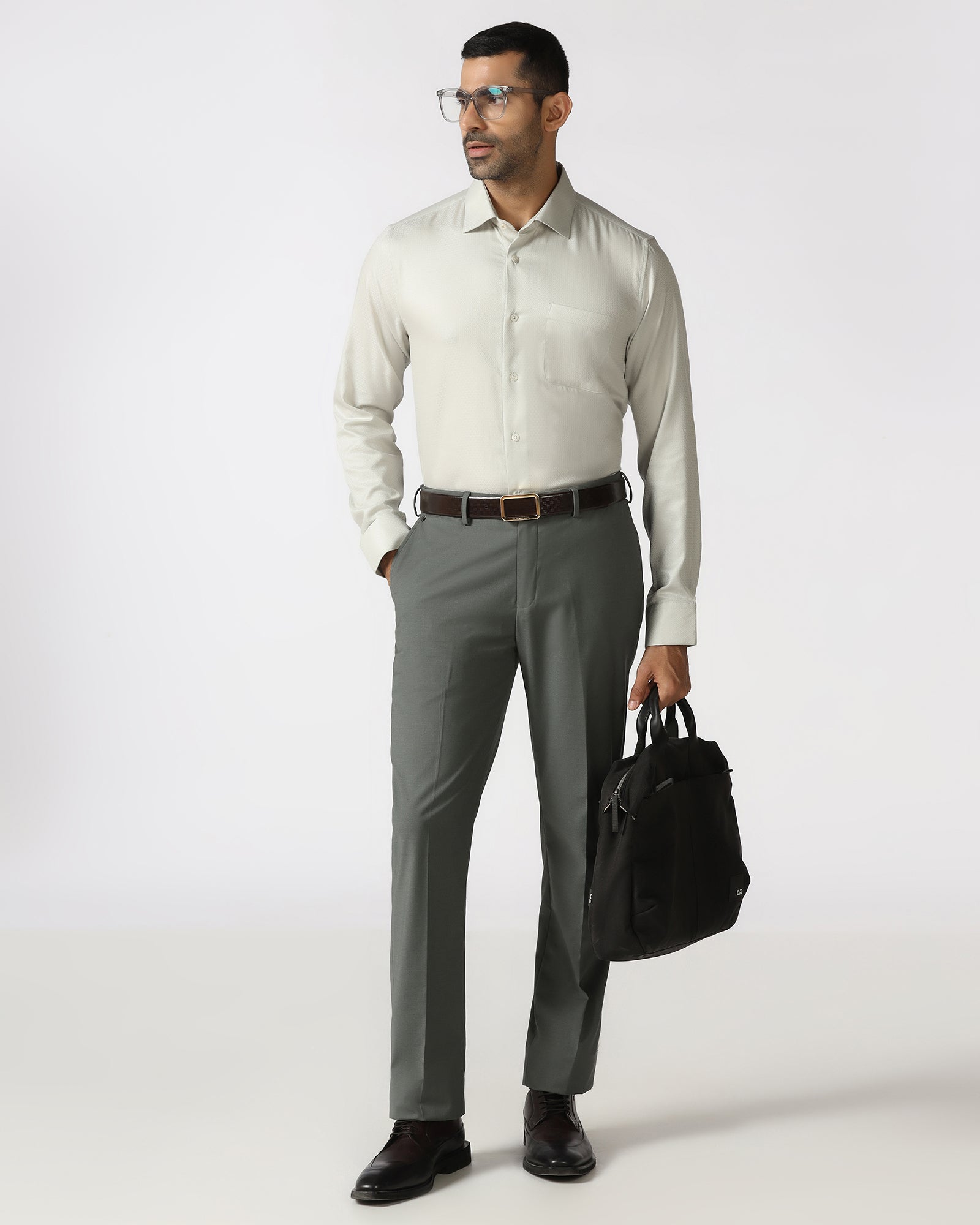 Cream Luxe Jacquard Shirt - Mirror