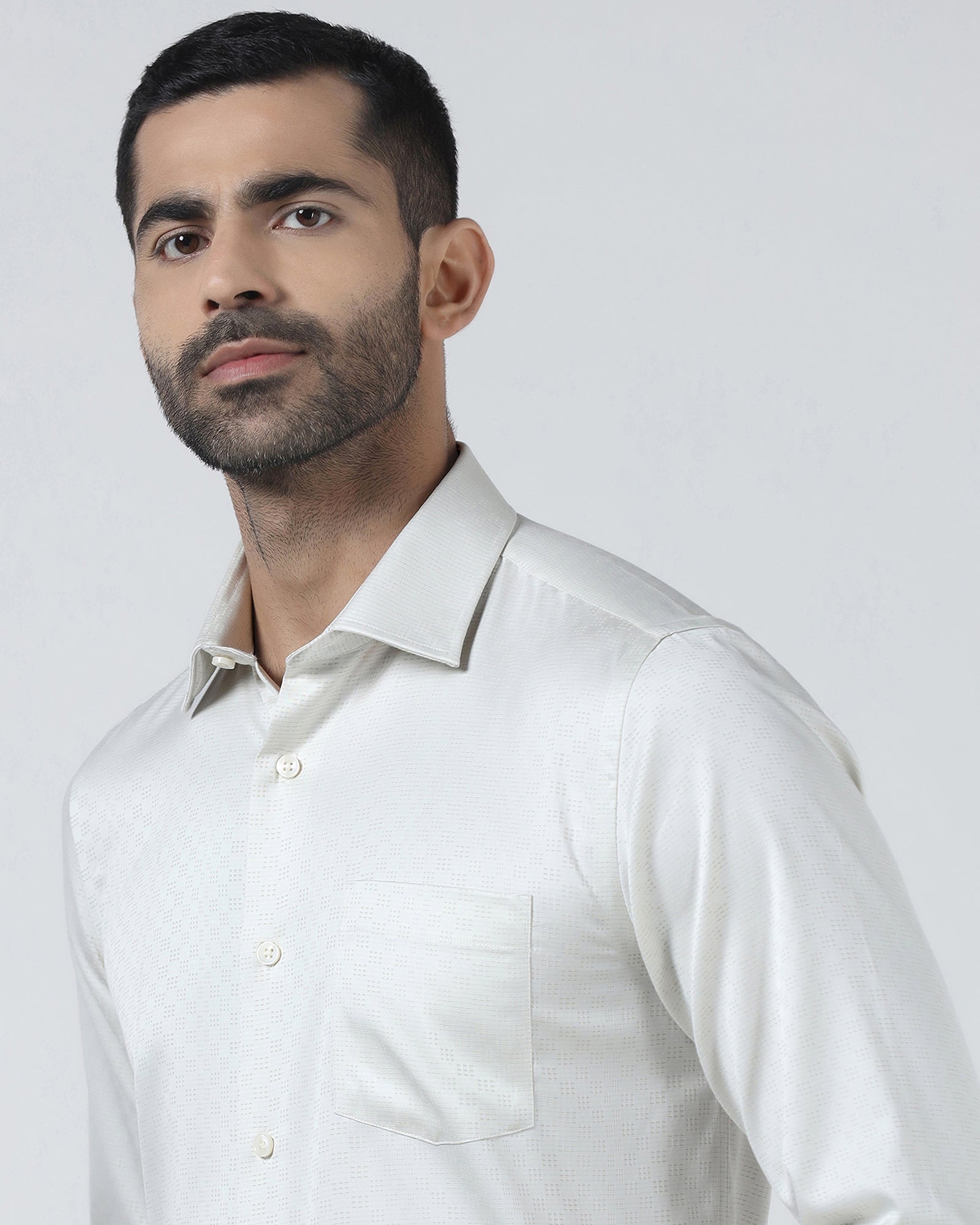 Cream Unwrinkle Textured Shirt - Easton