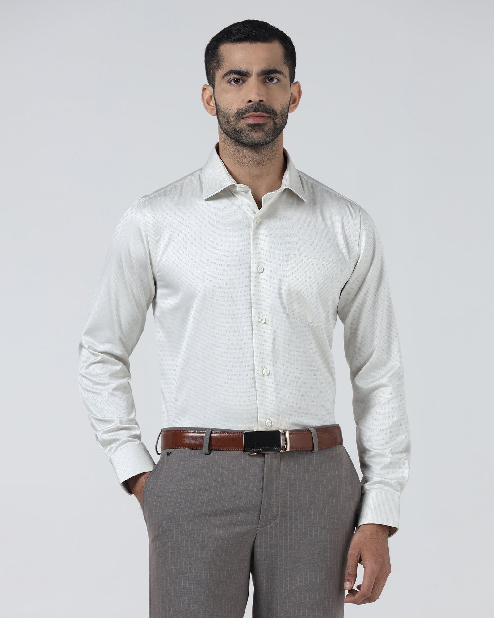 Cream Unwrinkle Textured Shirt - Easton
