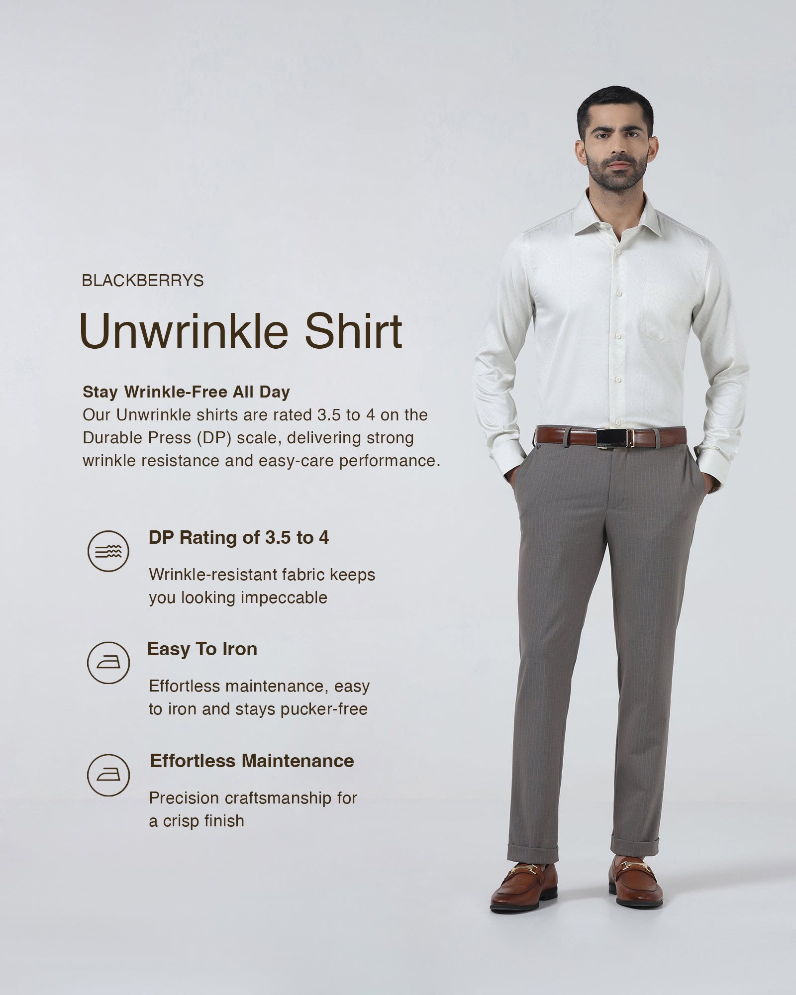 Cream Unwrinkle Textured Shirt - Easton