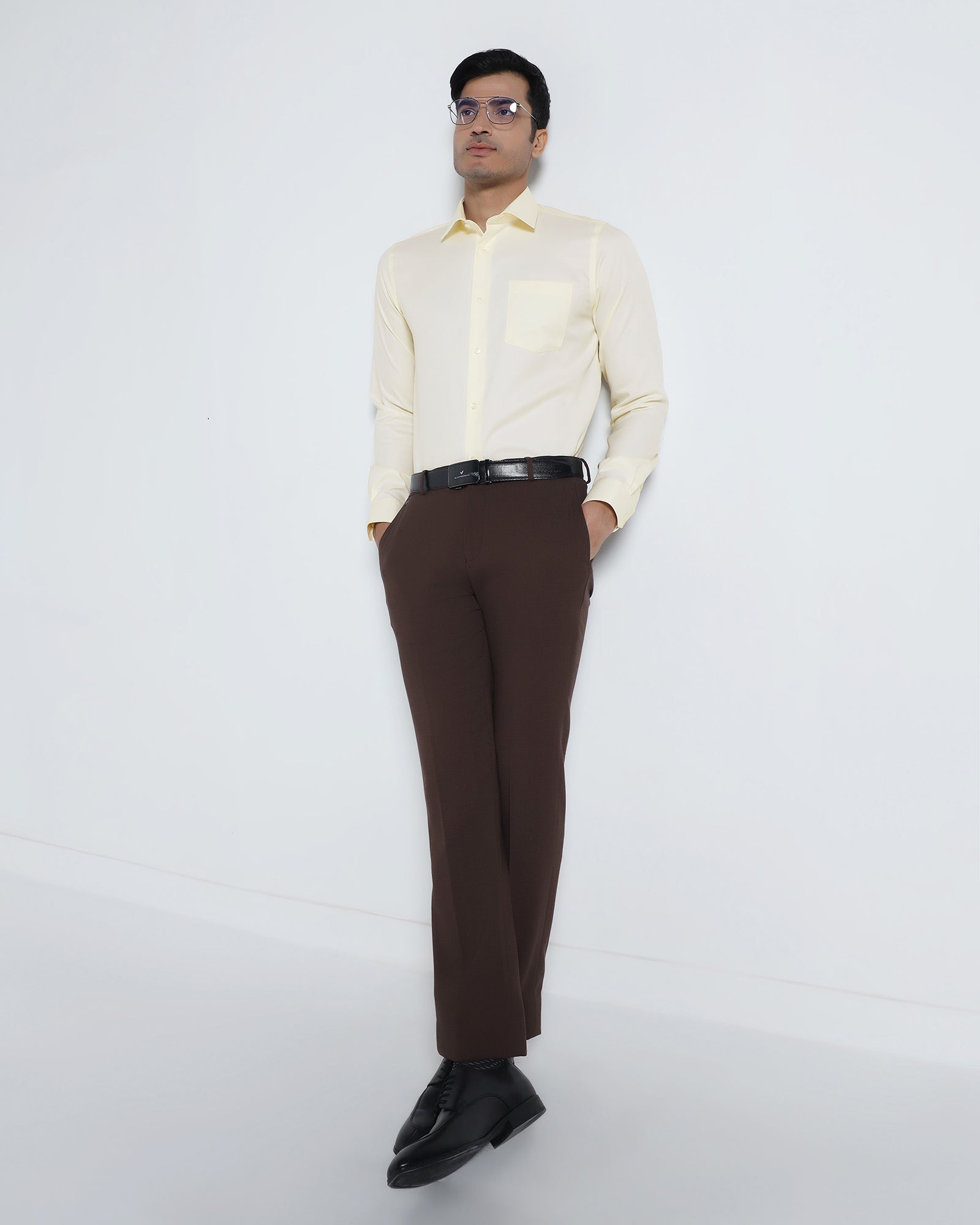Cream Non Iron Textured Shirt - P31