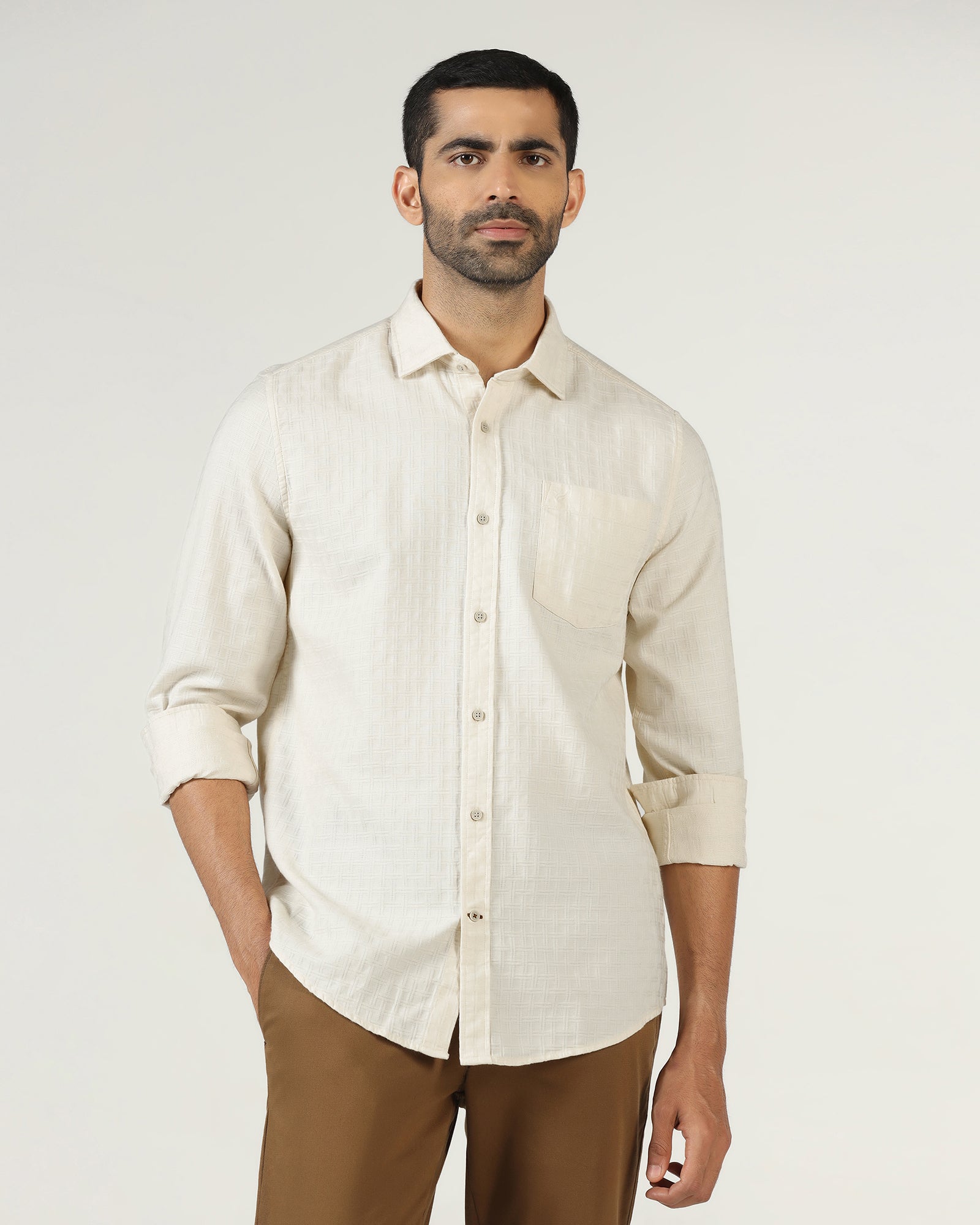 Cream Textured Shirt - Orcad