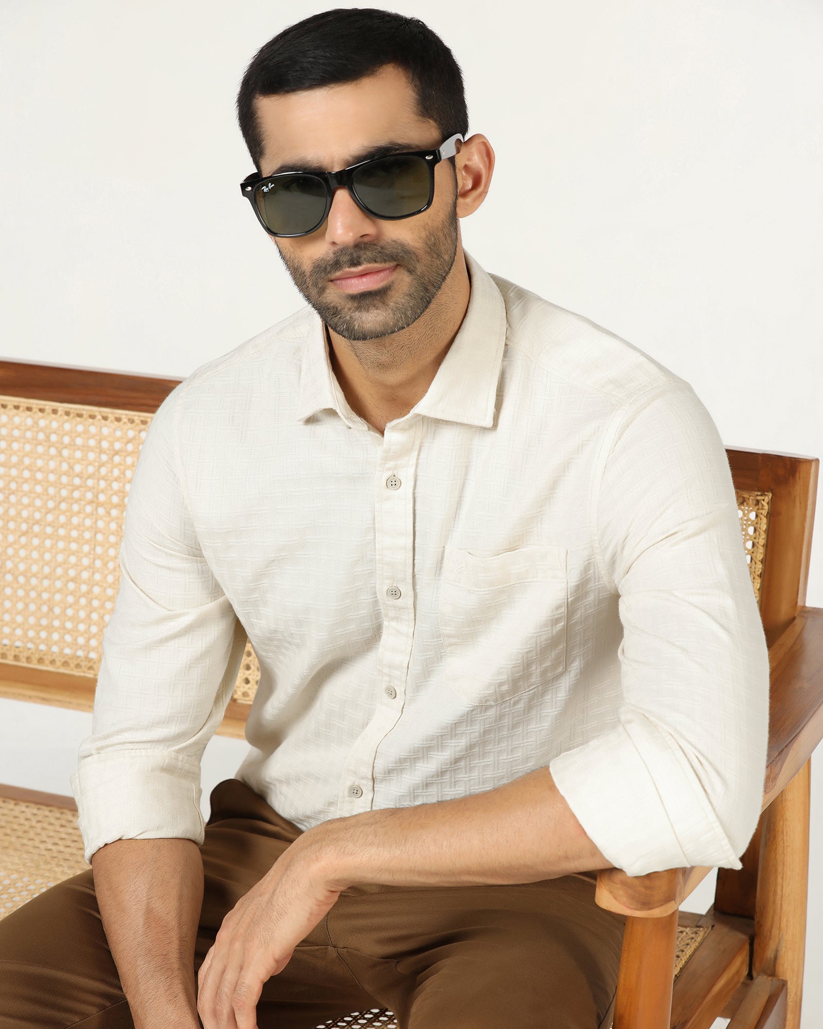 Cream Textured Shirt - Orcad