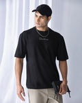 Crew Neck Black Solid T-Shirt - Stroke