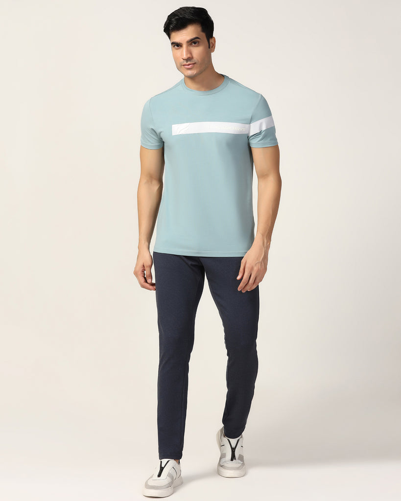 Crew Neck Blue Printed T-Shirt - Samuel