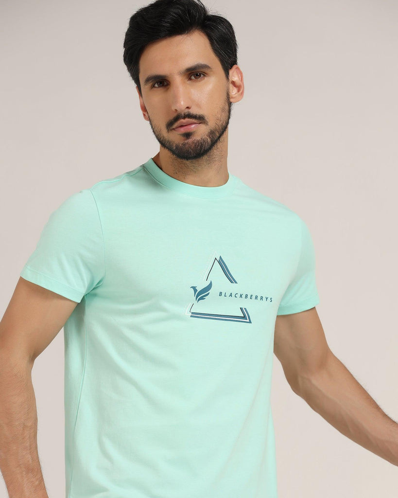 Crew Neck Ocean Wave Solid T-Shirt - Pepper