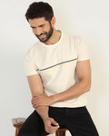 Crew Neck Powder Yellow Stripe T-Shirt - Lincoln