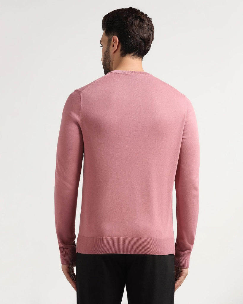 Crew Neck Dry Rose Solid Sweater - Newalex