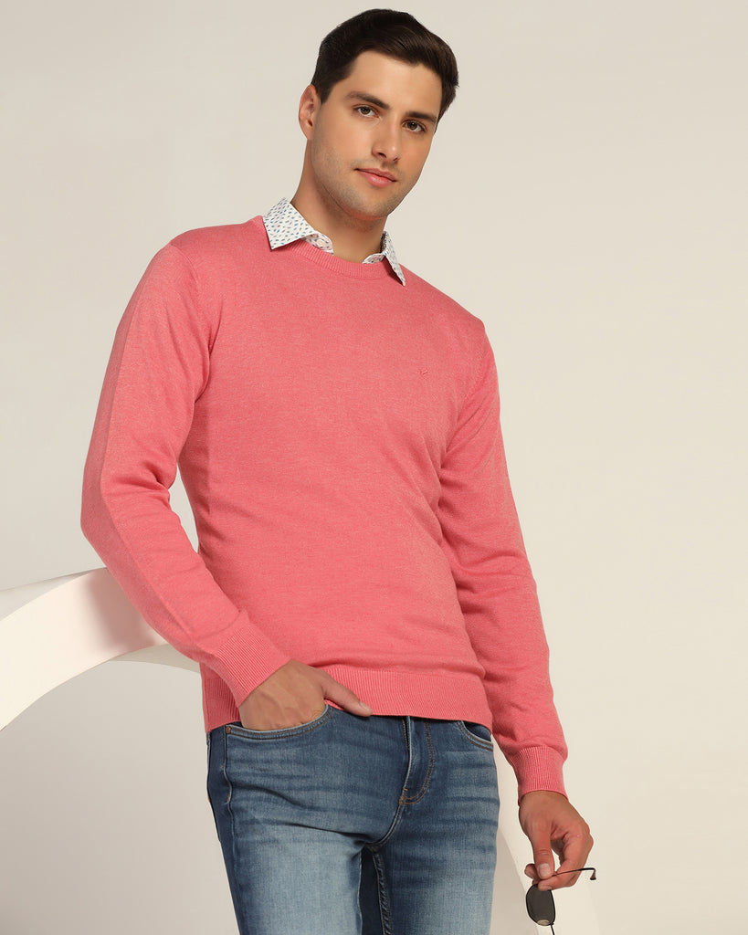 V-Neck Peach Echo Solid Sweater - Jolly