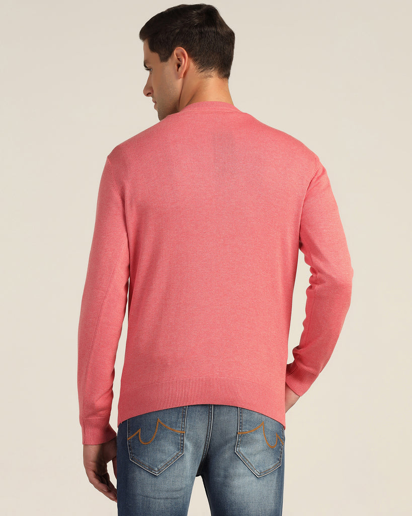 V-Neck Peach Echo Solid Sweater - Jolly