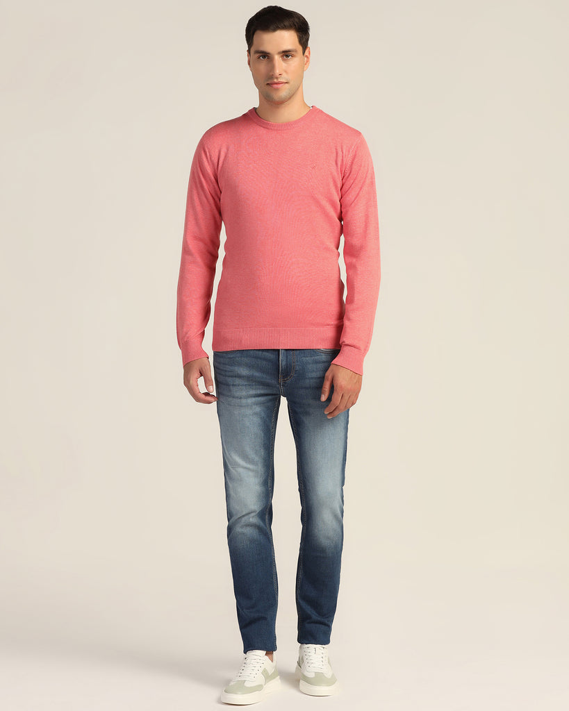 V-Neck Peach Echo Solid Sweater - Jolly