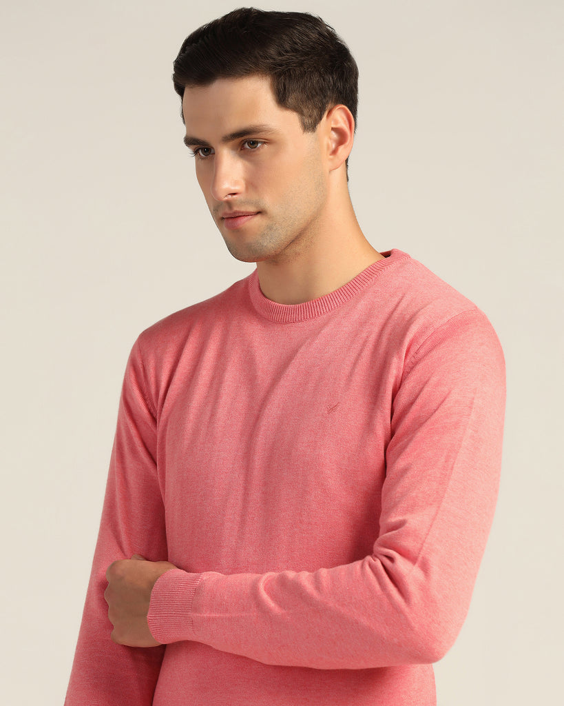 V-Neck Peach Echo Solid Sweater - Jolly