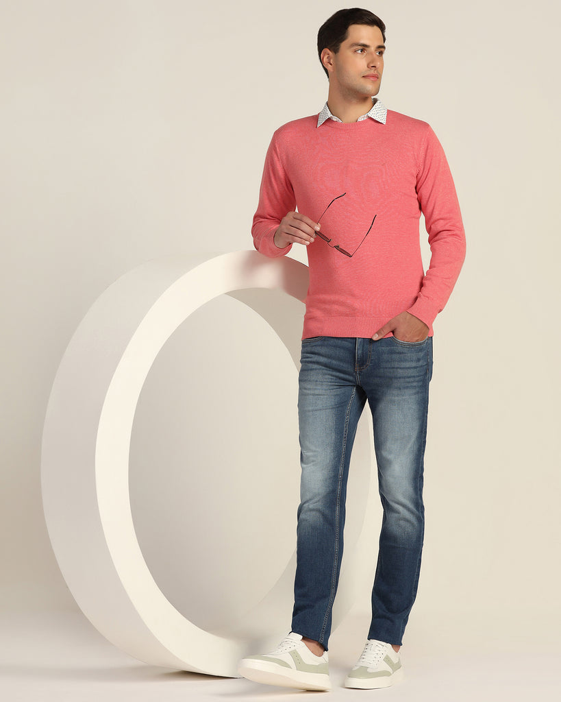 V-Neck Peach Echo Solid Sweater - Jolly