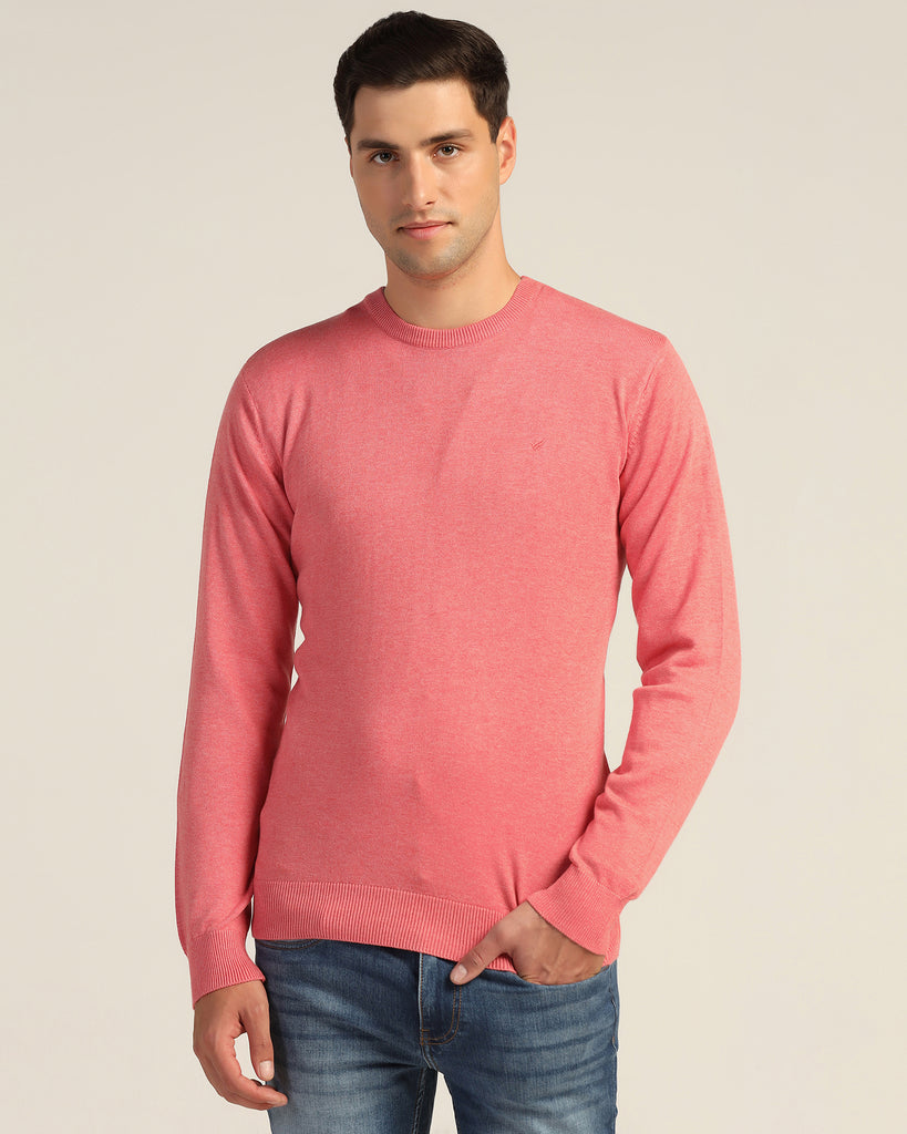 V-Neck Peach Echo Solid Sweater - Jolly