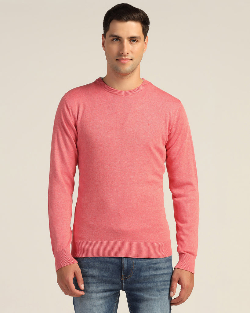 V-Neck Peach Echo Solid Sweater - Jolly