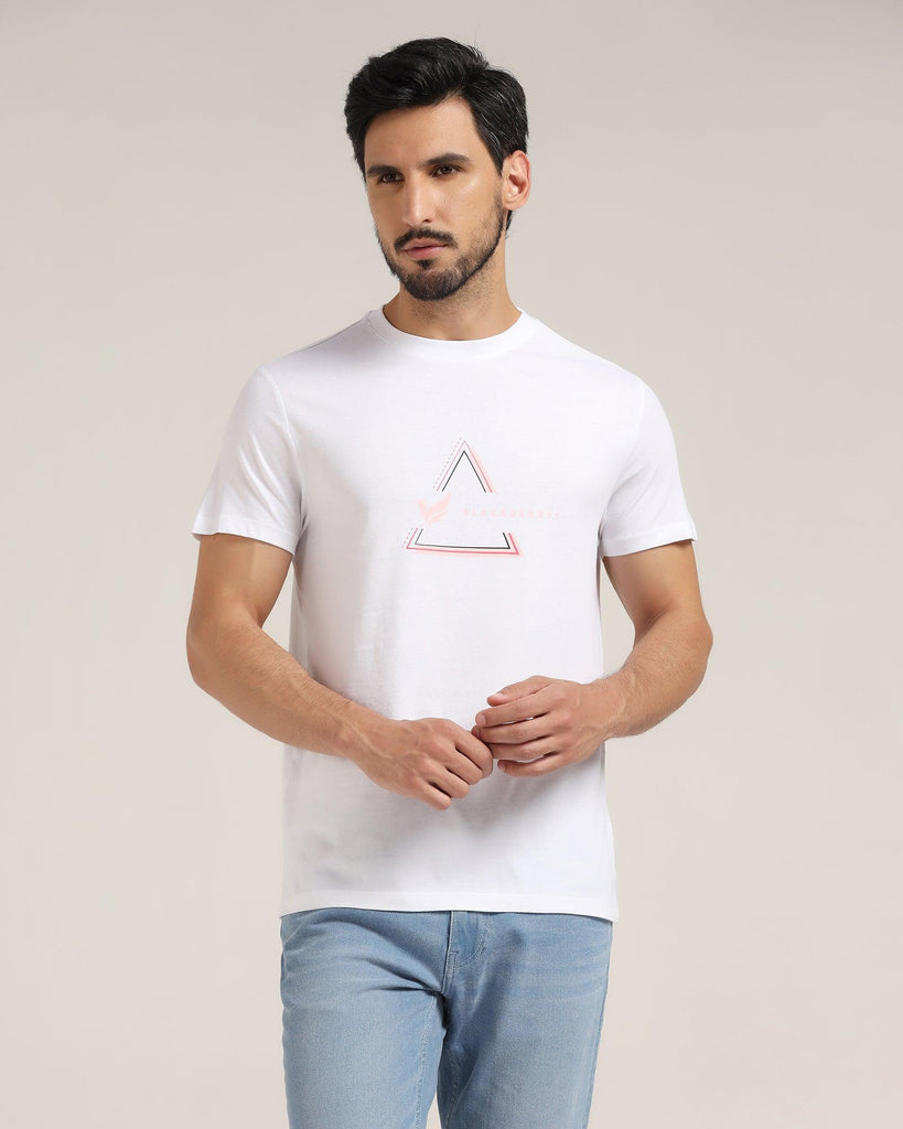 Crew Neck White Solid T-Shirt - Pepper