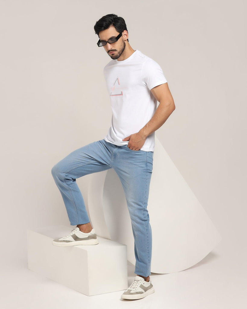 Crew Neck White Solid T-Shirt - Pepper