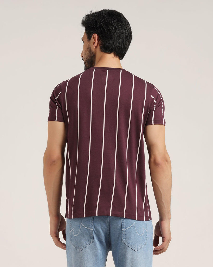 Crew Neck Wine Stripe T-Shirt - Ginger