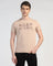 Crew Neck Beige Printed T-Shirt - Eline