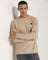 Crew Neck Beige Structure Sweatshirt - And