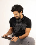 Crew Neck Black Printed T-Shirt - Gingko