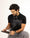Crew Neck Black Printed T-Shirt - Gingko