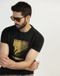 Crew Neck Black Printed T-Shirt - Pilot