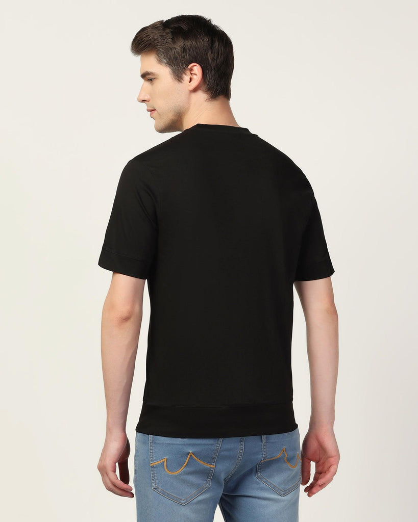 Crew Neck Black Solid T-Shirt - Elijah