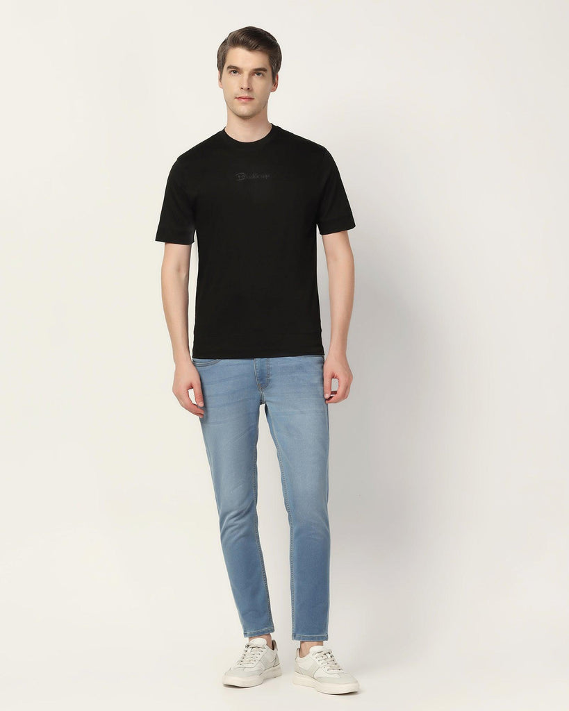 Crew Neck Black Solid T-Shirt - Elijah