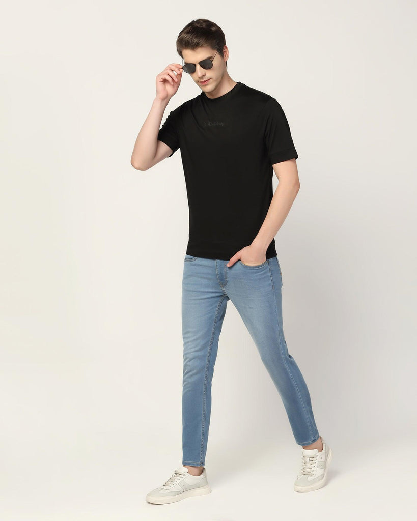 Crew Neck Black Solid T-Shirt - Elijah