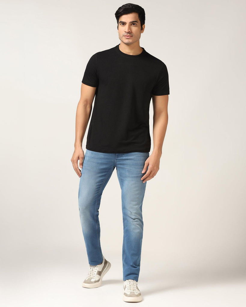 Crew Neck Black Solid T-Shirt - Kai