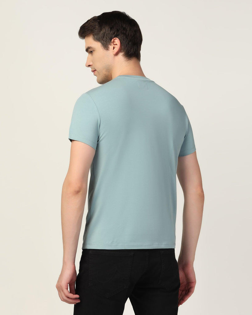 Crew Neck Blue Solid T-Shirt - Noah