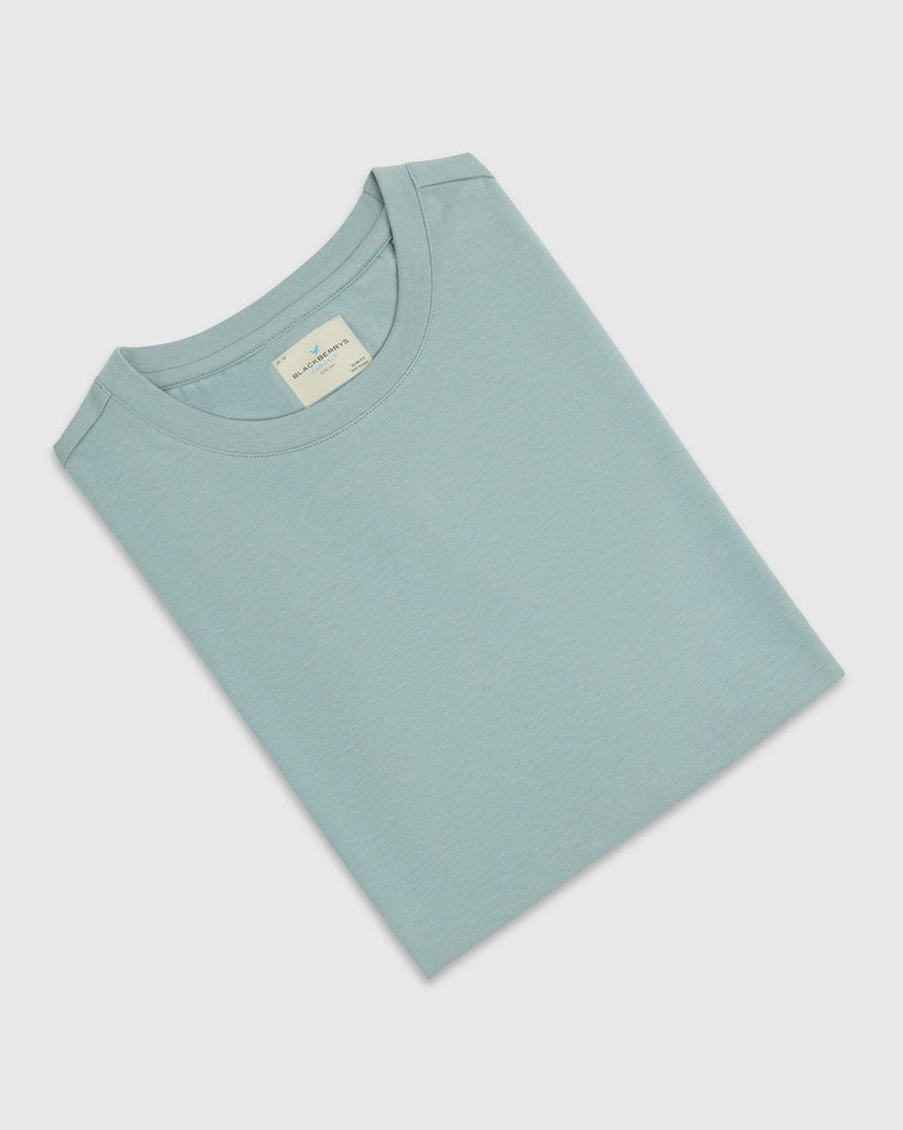 Crew Neck Blue Solid T-Shirt - Noah