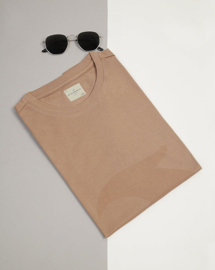 Crew Neck Brown Printed T-Shirt - Terrain