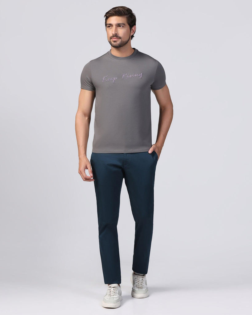 Crew Neck Grey Printed T-Shirt - Levi