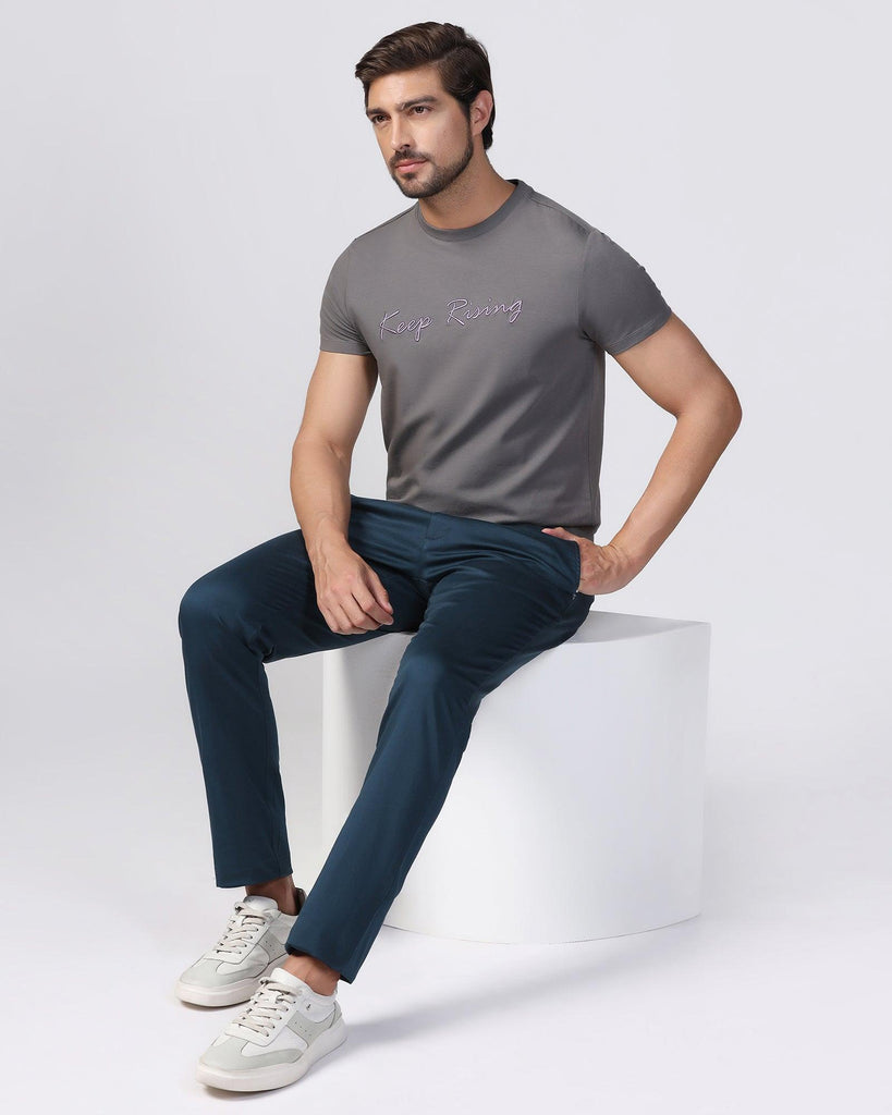 Crew Neck Grey Printed T-Shirt - Levi