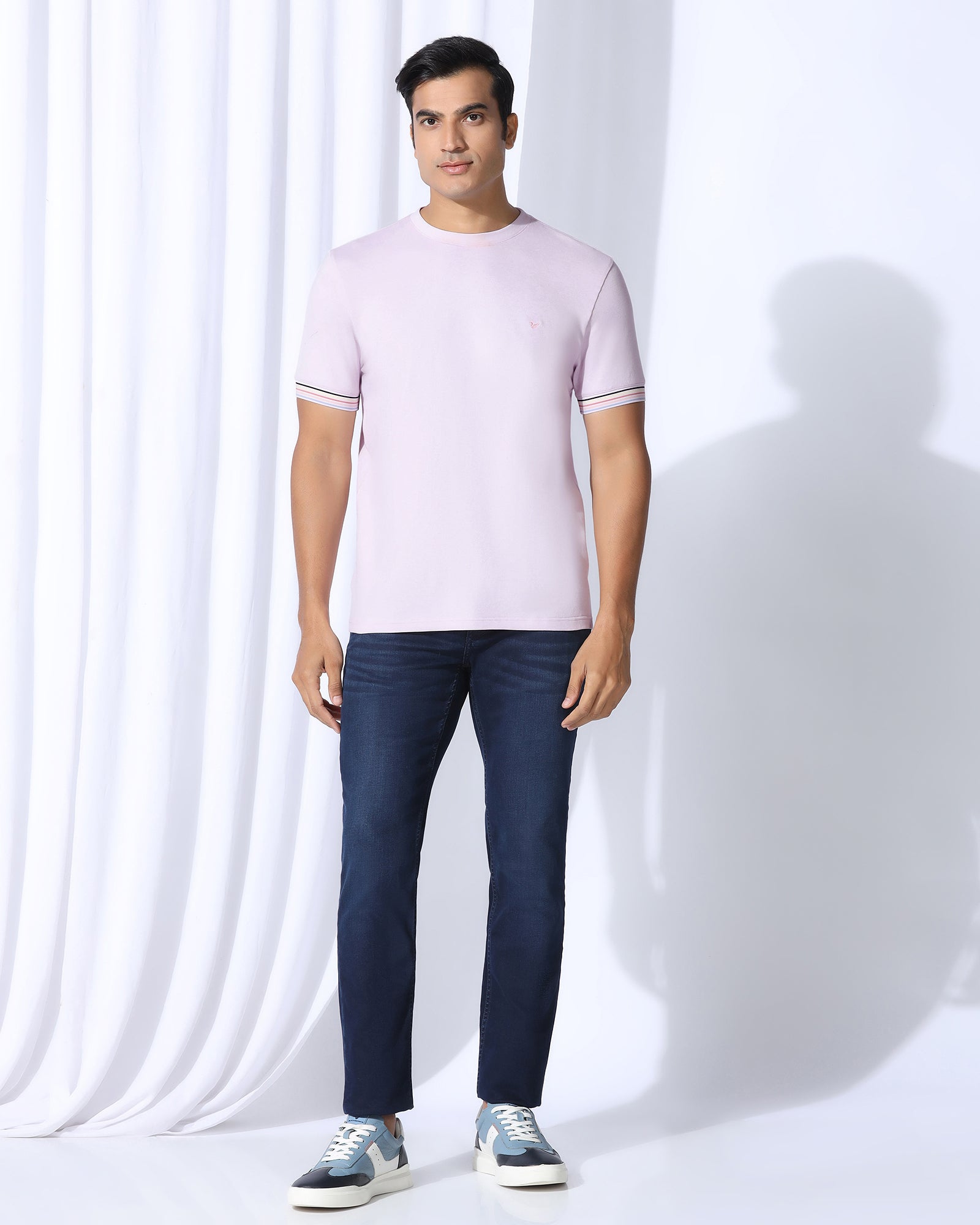 Crew Neck Light Purple Solid T-Shirt - Spectrum