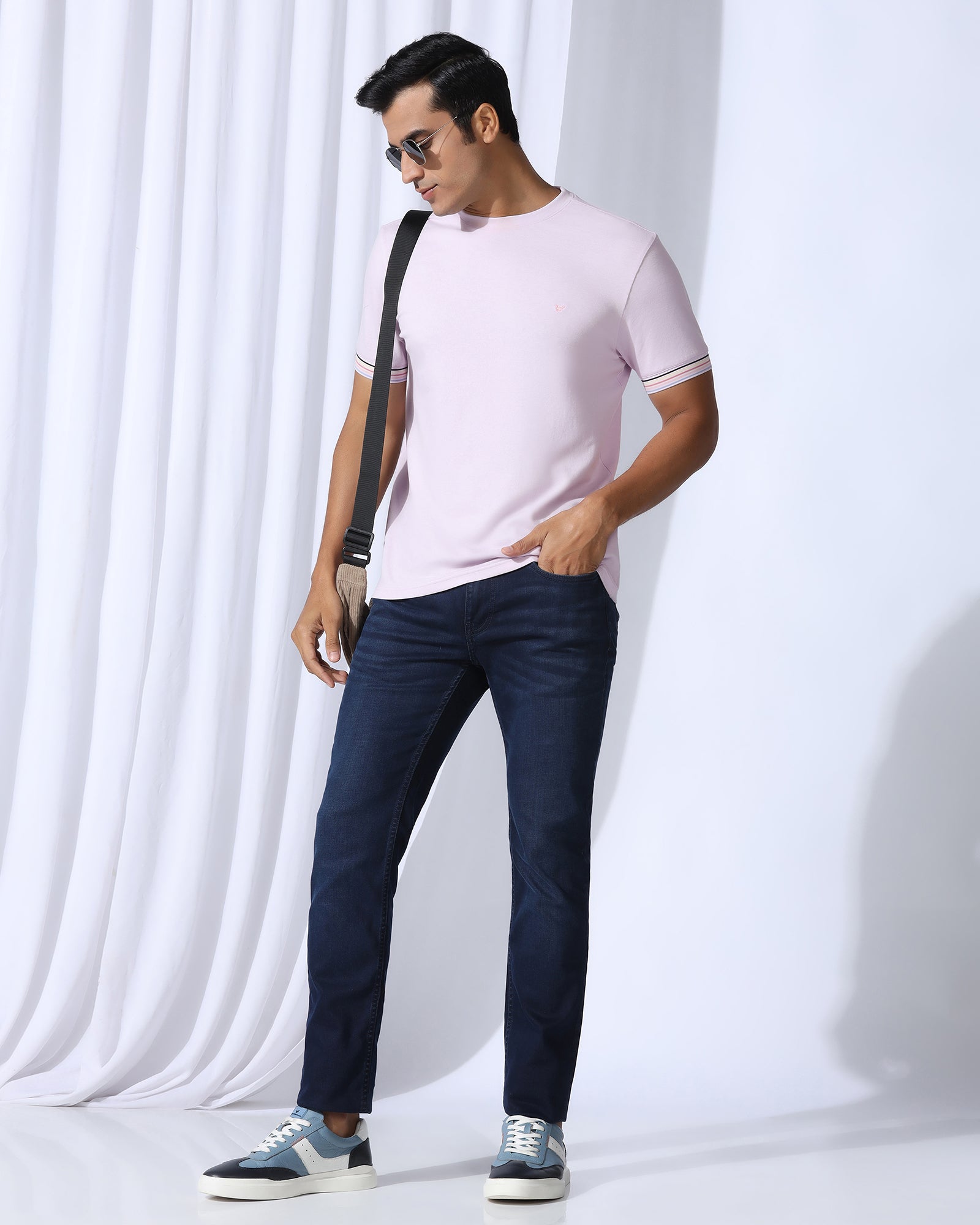 Crew Neck Light Purple Solid T-Shirt - Spectrum