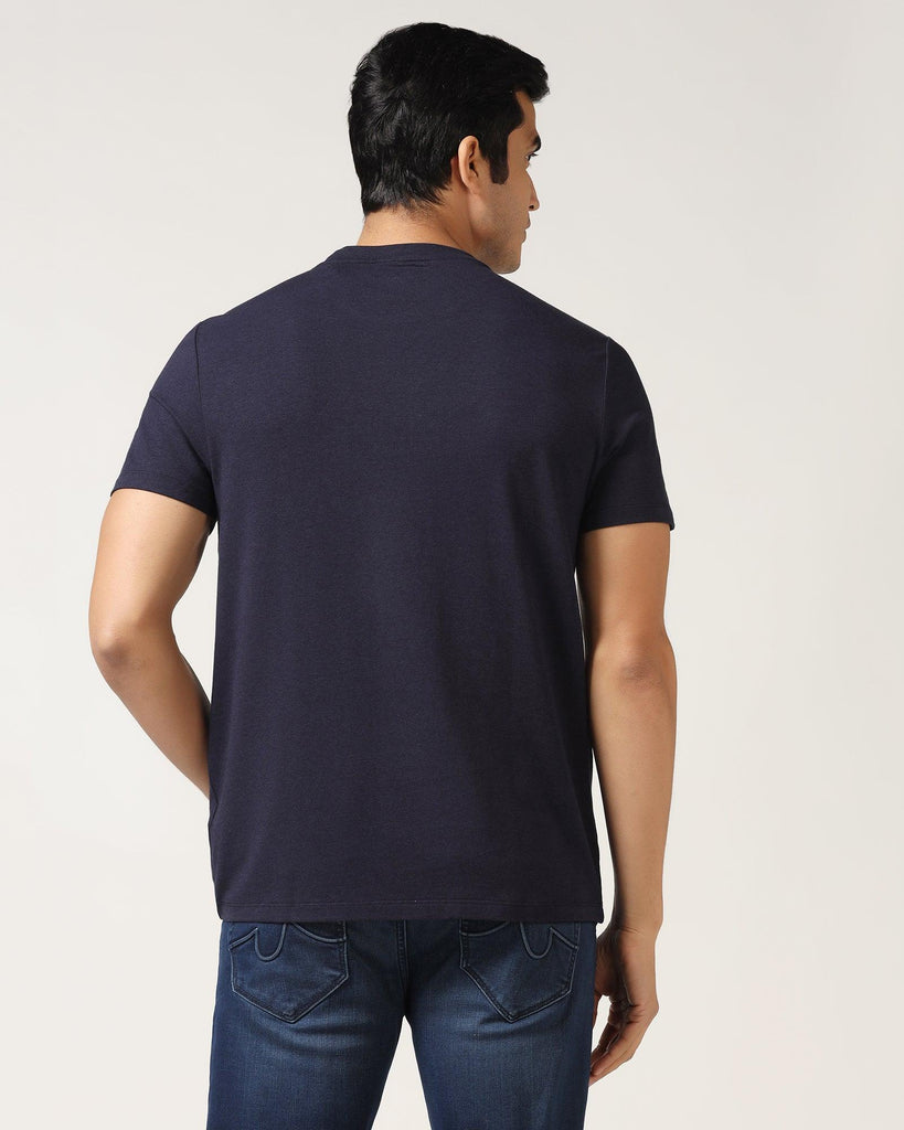 Crew Neck Navy Solid T-Shirt - Kai