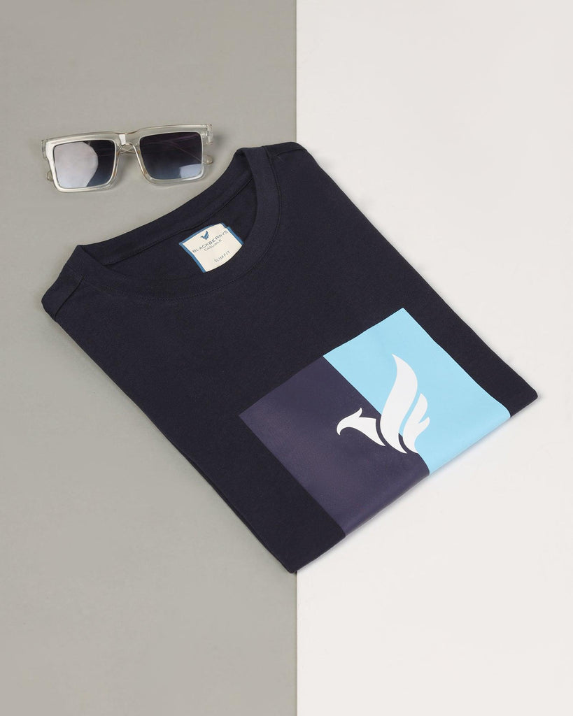 Crew Neck Navy Solid T-Shirt - Tito